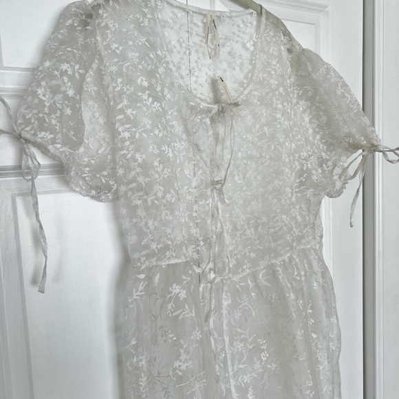 New Anthropologie Sheer ShortSleeve Organza Maxi Dress Festival Vibe Size XL NWT - Picture 5 of 9